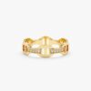 925 Sterling Silver Diamond Chain Link Ring