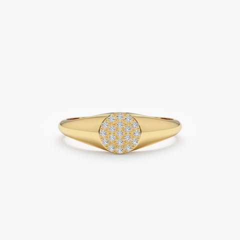 925 Sterling Silver Diamond Circle Signet Ring