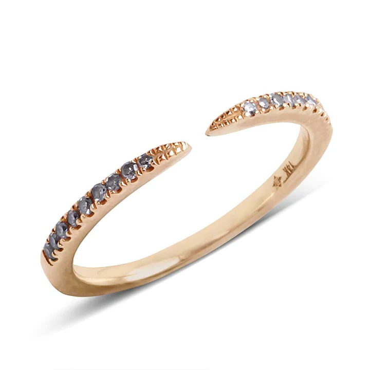 925 Sterling Silver Diamond Claw Mid Mini Ring