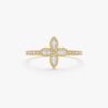 925 Sterling Silver Diamond Clover Ring