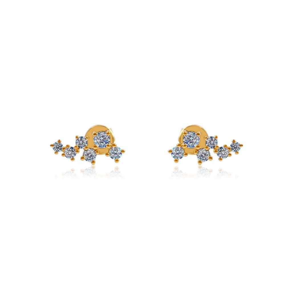 925 Sterling Silver Diamond Cluster Climber Earring