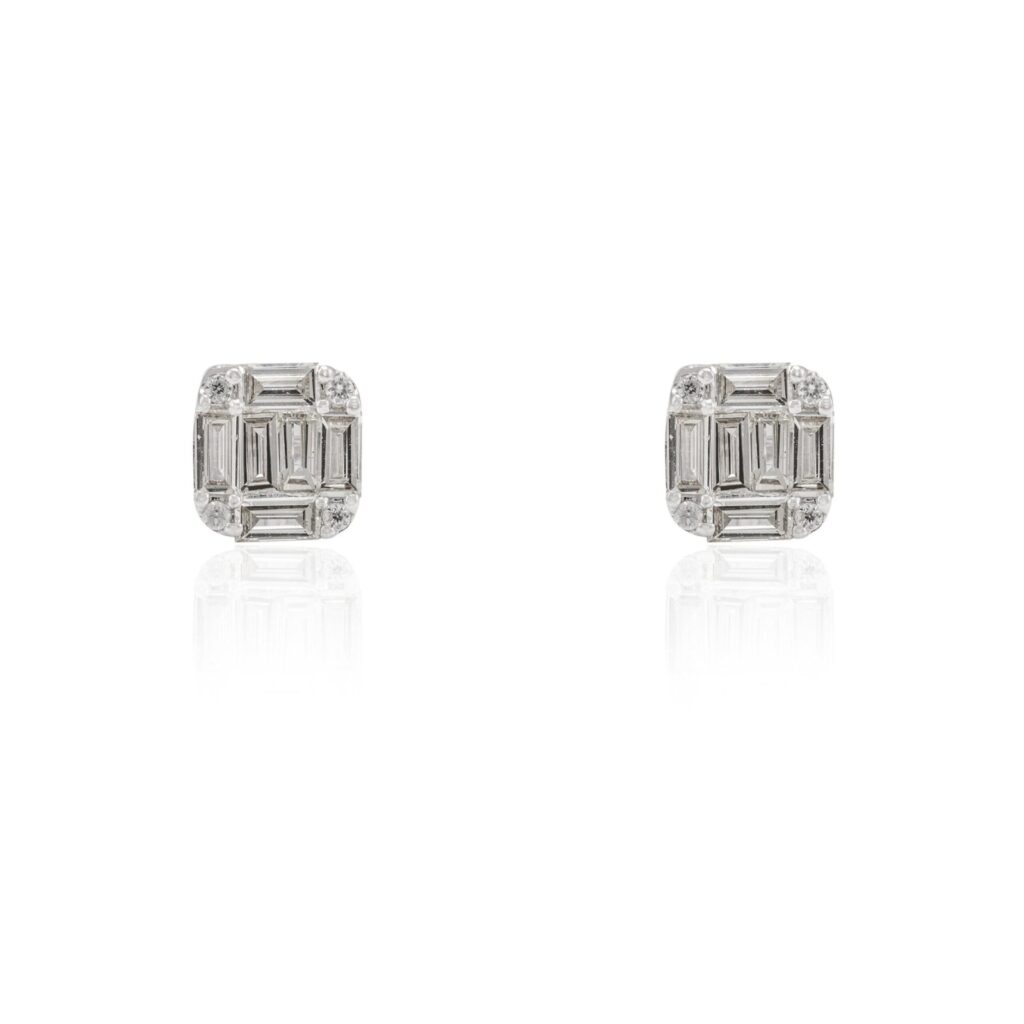 925 Sterling Silver Diamond Cluster Earrings