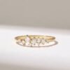 Minimalist 925 sterling silver wedding ring with cluster CZ diamonds