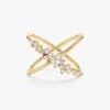 Sterling silver X ring with clustered stone detailing