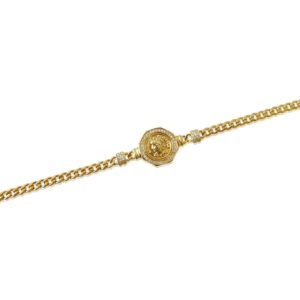 925 Sterling Silver Diamond Coin Cuban Link Bracelet