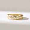 925 Sterling Silver Diamond Constellation Ring, Minimalist Dome Celestial Design
