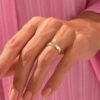 925 Sterling Silver Diamond Constellation Ring, Minimalist Dome Celestial Design - Image 2