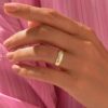 925 Sterling Silver Diamond Constellation Ring, Minimalist Dome Celestial Design - Image 3