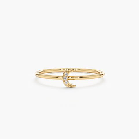 925 Sterling Silver Diamond Crescent Ring