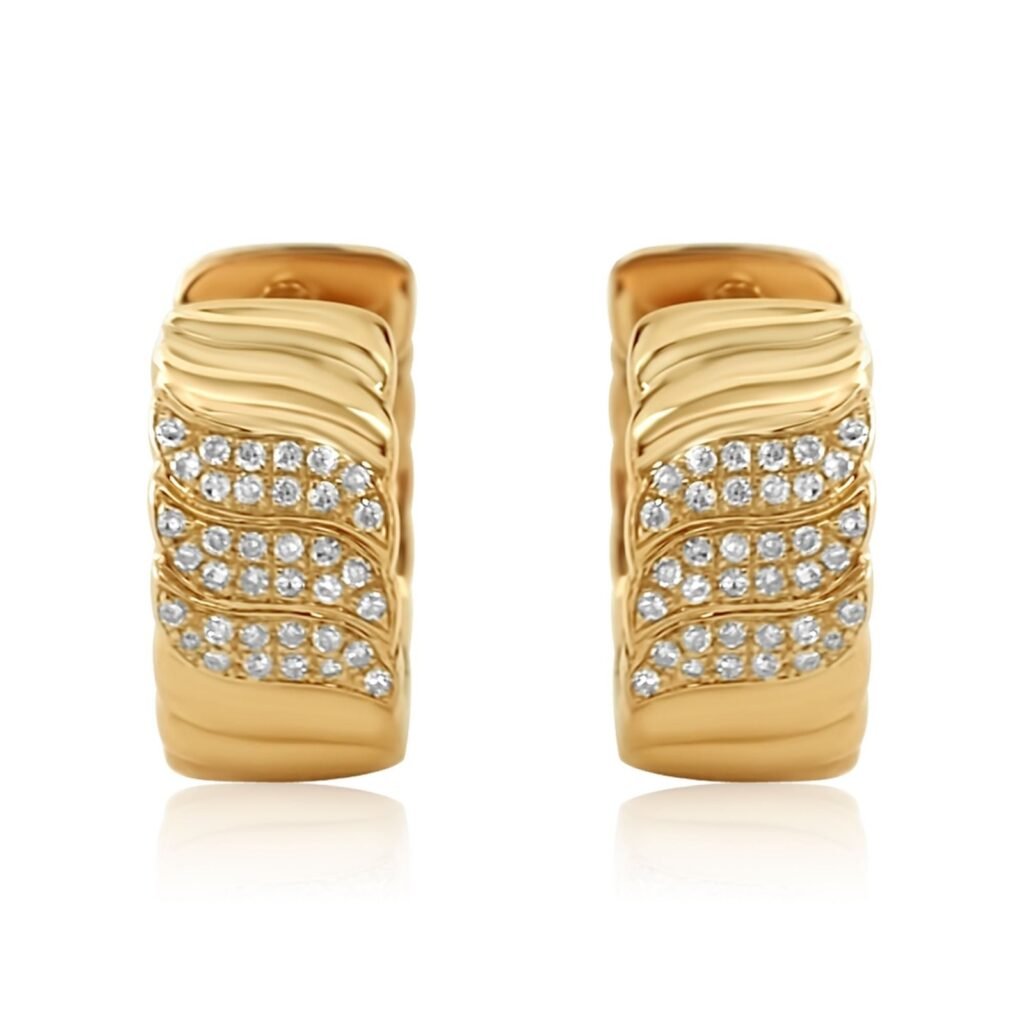 925 Sterling Silver Diamond Croissant Hoop Earring