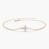 925 Sterling Silver cross bracelet with bright CZ stones