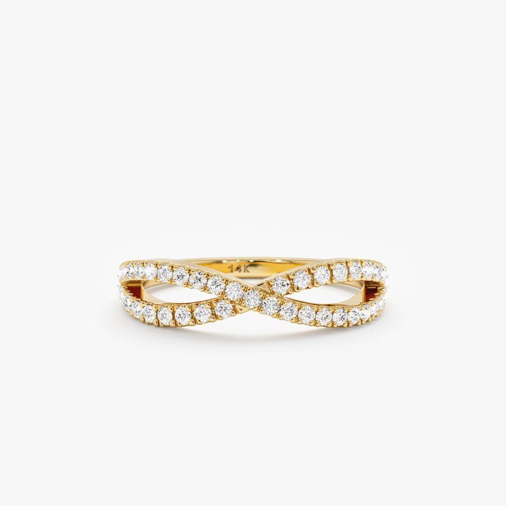 925 Sterling Silver Diamond Crossover 925 Sterling Silver Ring