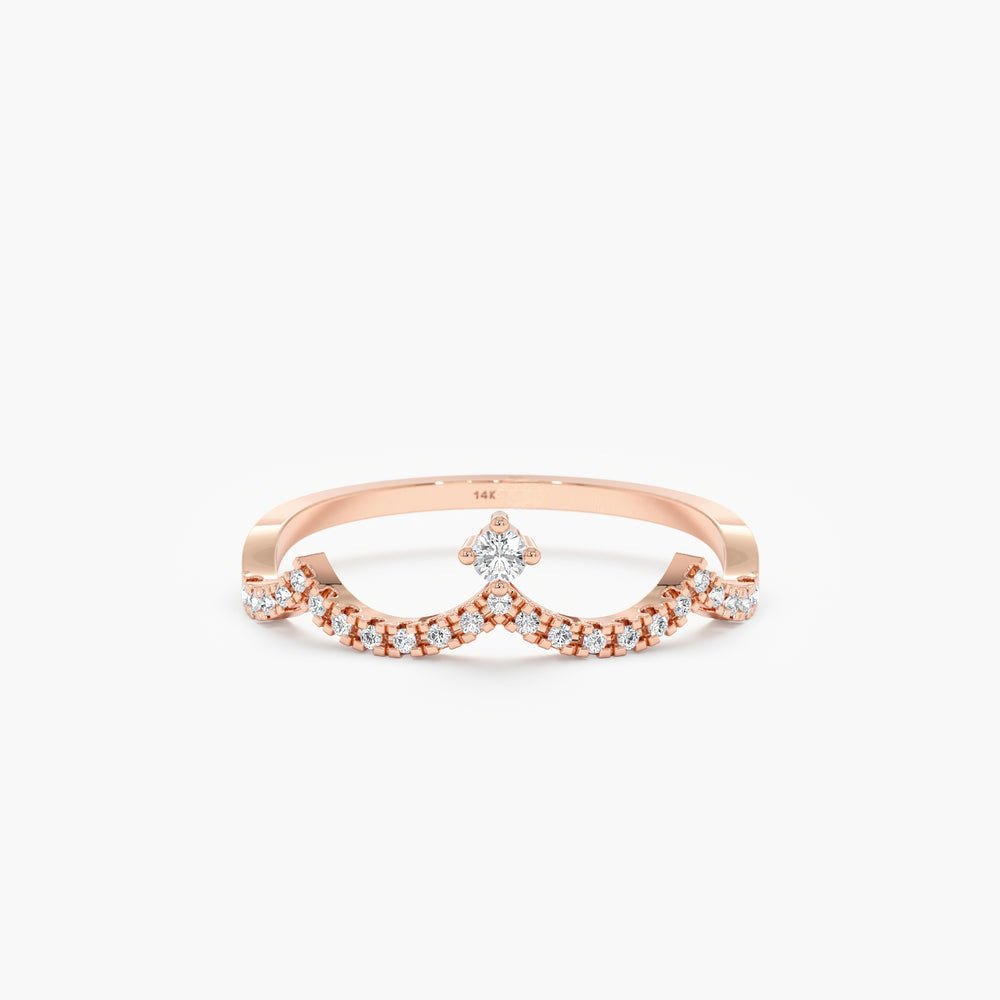 925 Sterling Silver Diamond Crown Ring