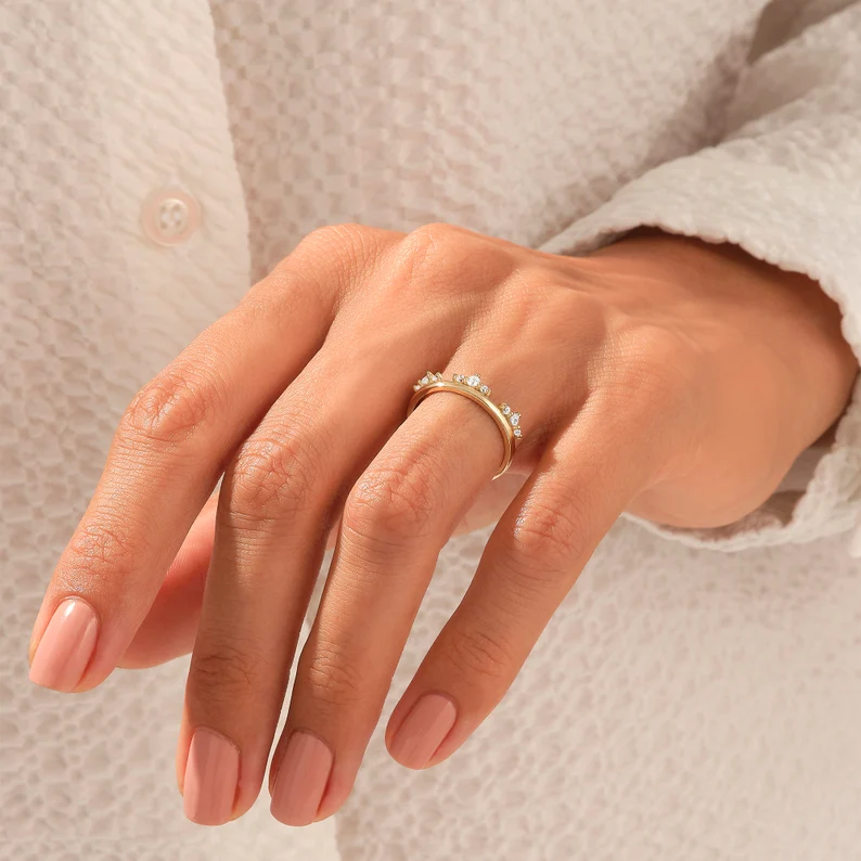925 Sterling Silver Diamond Crown Ring