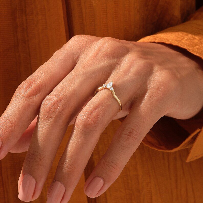 925 Sterling Silver Diamond Crown Stacking Ring