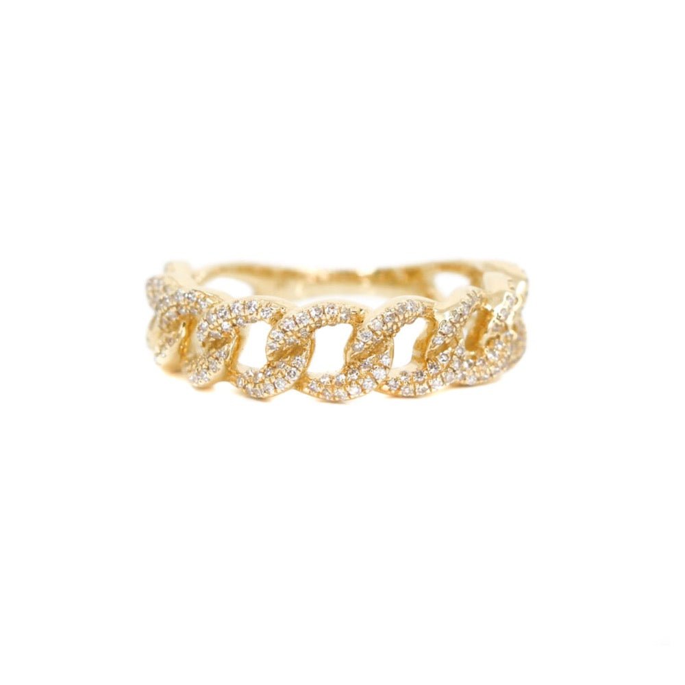 925 Sterling Silver Diamond Cuban Link Ring