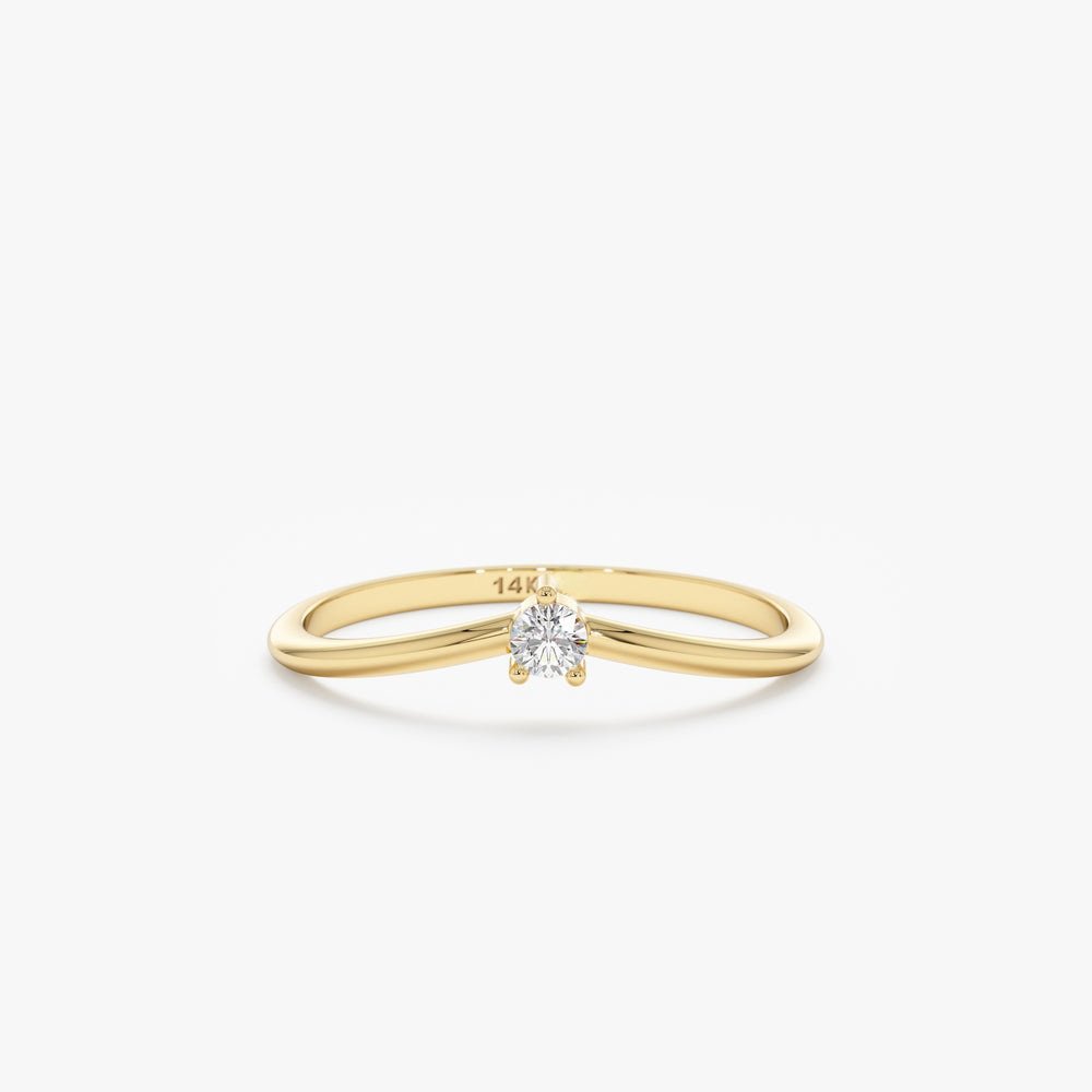 925 Sterling Silver Diamond Curved Ring