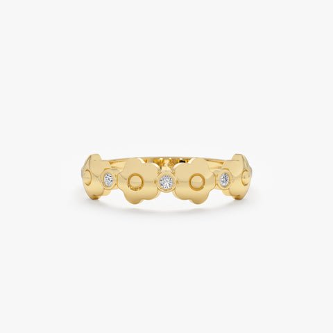 925 Sterling Silver Diamond Daisy Ring