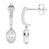 Oval CZ diamond earrings featuring 16 pave-set stones