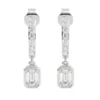 925 Sterling Silver dangling hoop earrings with emerald-cut stones