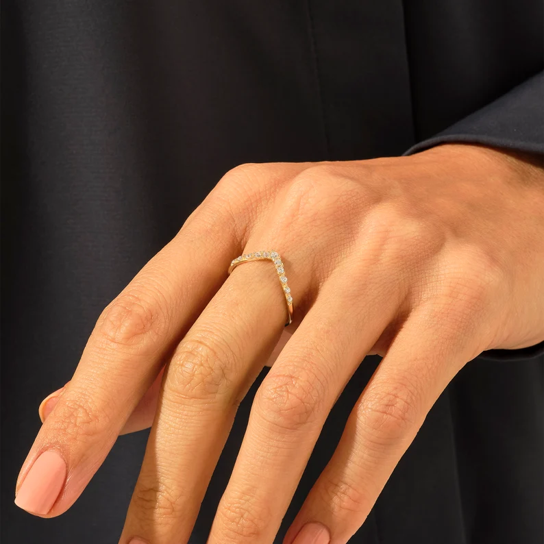 925 Sterling Silver Diamond Deep Curve Ring