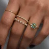 Sterling silver ring with thick gold plating and CZ diamond stones