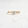 925 Sterling Silver Diamond Distance Ring, Round Cut Diamond Ring