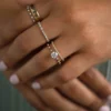 925 Sterling Silver Diamond Distance Ring, Round Cut Diamond Ring - Image 2