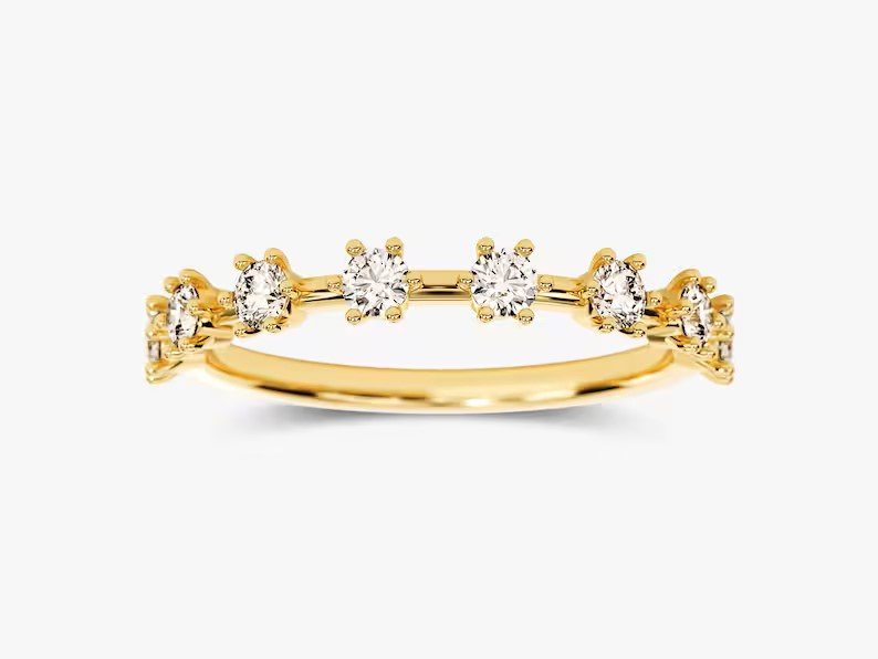 925 Sterling Silver Diamond Distance Wedding Ring Eight Stone Diamond Ring For Women
