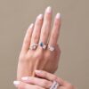 925 Sterling Silver Diamond Double Marquise Ring - Image 2