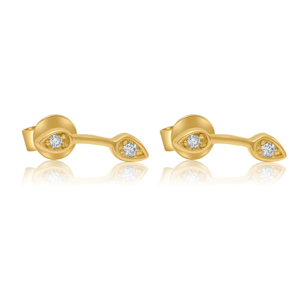 925 Sterling Silver Diamond Double Pear Bar Earring