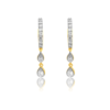 925 Sterling Silver Diamond Double Pear Bezel Drop Hoop Earring