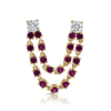 925 Sterling Silver Diamond Double Ruby Connecting Earring