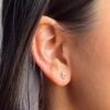 Small diamond earrings featuring premium CZ stones and thick gold plating