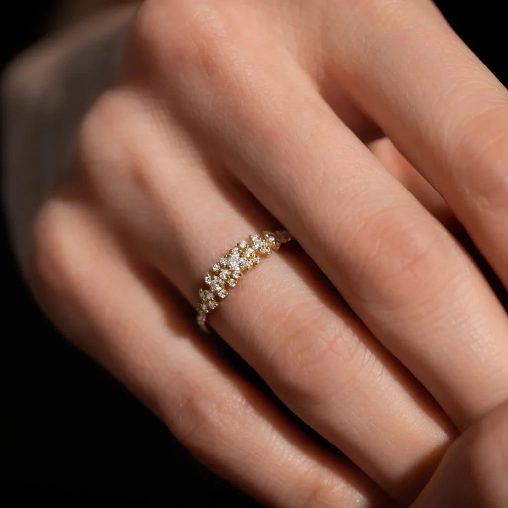 925 Sterling Silver Diamond Edison Band