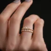 Gold-plated sterling silver band ring with sparkling pave detailing