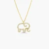925 Sterling Silver Elephant Charm Necklace with sparkling CZ stones