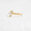 Thick gold plated ring with Premium CZ diamond stones