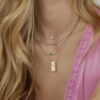 925 Sterling Silver Diamond Emerald Bar Curve Necklace - Image 2