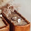 Emerald cut solitaire ring with thick gold plating