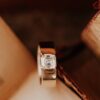 Bold silver ring designed with a sleek geometric finish