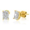 Pair of earrings featuring prong-set Premium CZ Diamond and emerald cut design