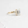 925 Sterling Silver Diamond Emerald Cut Engagement Ring - Image 4