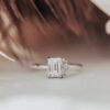 925 Sterling Silver diamond Emerald Cut Ring set of 2 - Image 2