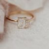 925 Sterling Silver diamond Emerald Cut Ring set of 2 - Image 8