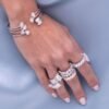 925 Sterling Silver Diamond Emerald Cut Ring - Image 2