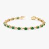 925 Sterling Silver Diamond Emerald Garland Eternity Bracelet