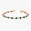 925 Sterling Silver Diamond Emerald Garland Eternity Bracelet - Image 3