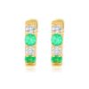 925 Sterling Silver Diamond Emerald Mini Prong Hoop Earring - Image 2