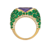 925 Sterling Silver Diamond Emerald Tanzanite Ring - Image 3